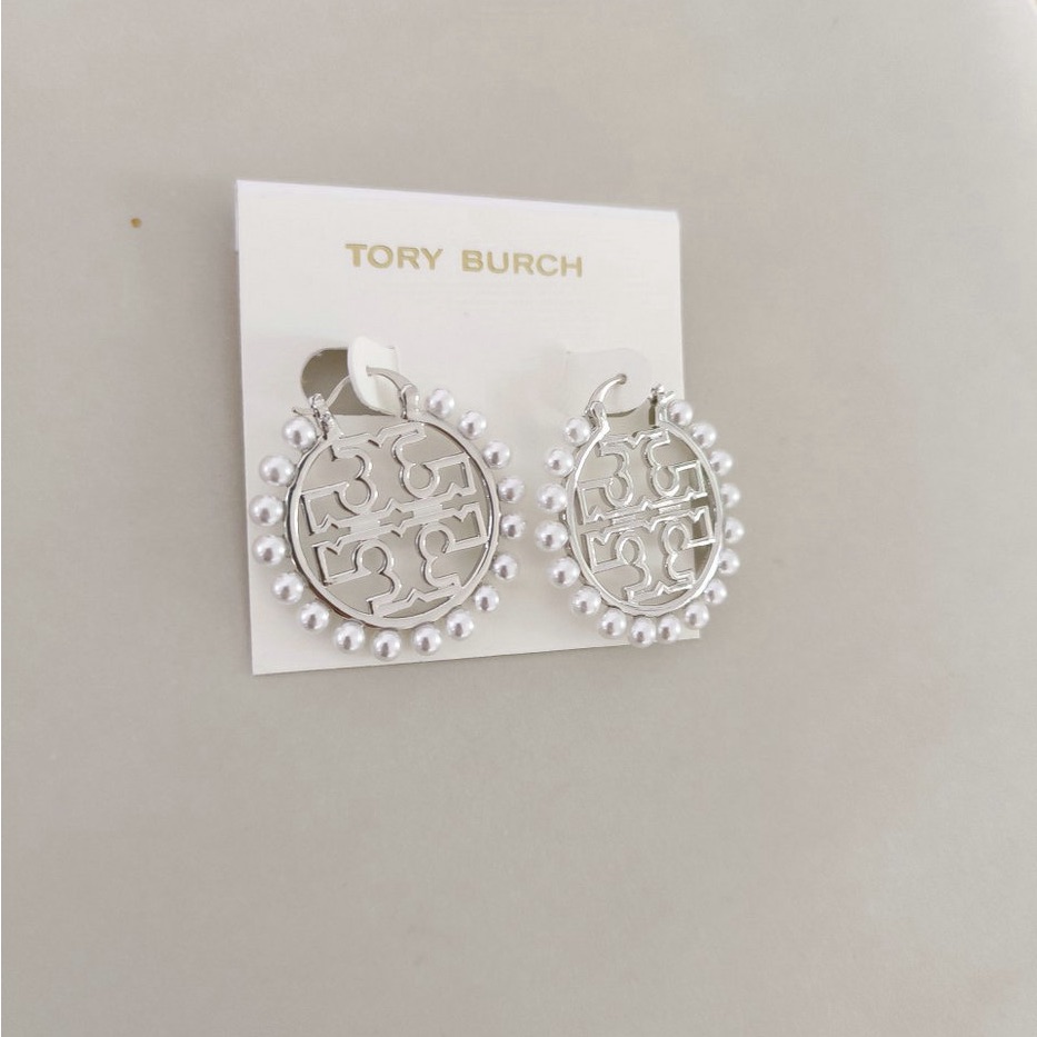 Tory Burch Silver Hoop Earrings 78$